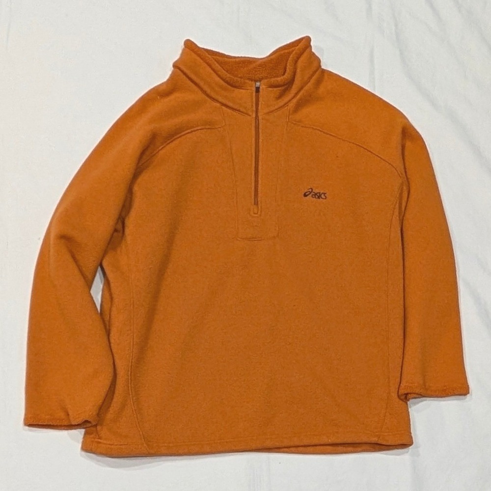 Asics Mens 1/4 Zip Fleece Pullover Burnt Orange Athletic Sweatshirt Large